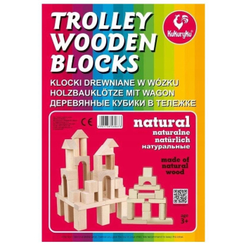 Klocki drewniane naturalne w wózku